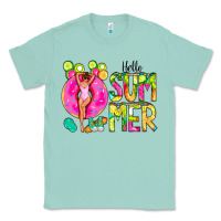 Seafoam Hello Summer Donut Girl Classic Tee - CowCowDesign