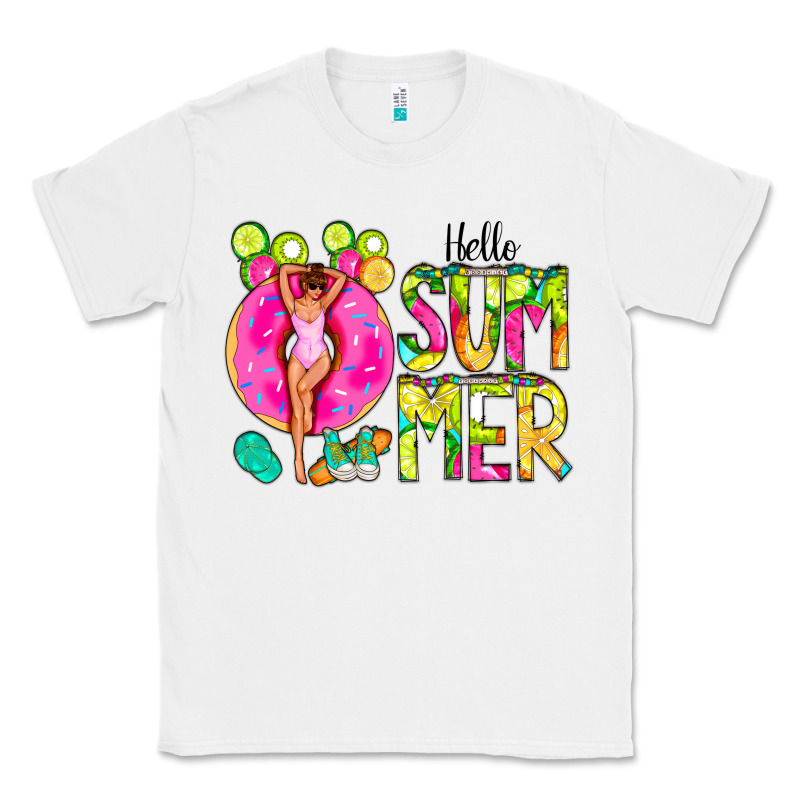 Hello Summer Donut Girl Classic Tee by CowCowDesign | Teevron