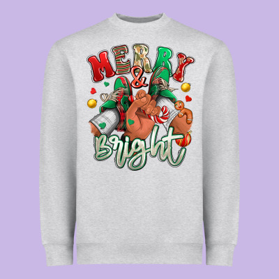 Merry And Bright Black Man Sneakers Heavyweight Sweatshirt Designed By Ranaportraitstore