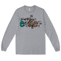 Heather Grey Happy Easter Long Sleeve Tee - CowhideDigitalArt
