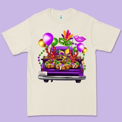 Mardi Gras Farm Truck Back View Premium Tee Designed By Fadigitalartstudio