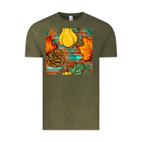 Vintage Olive fall pumpkins seamless pattern Vintage Tee - BundleAndBundleShop