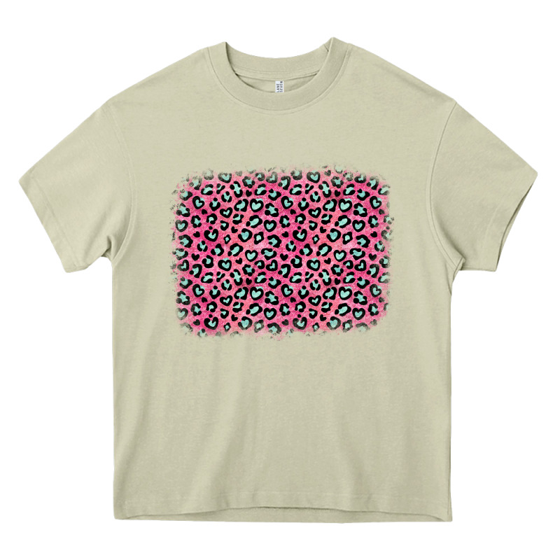 Pink Glitter Leopard With Heart Background Heavy Core Tee by OliviaCreatesArt | Teevron