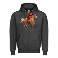 Charcoal Heather Western Christmas Cowgirl On The Horse Zipper Hoodie - RanaPortraitStore