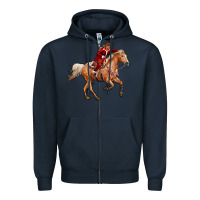 Navy Western Christmas Cowgirl On The Horse Zipper Hoodie - RanaPortraitStore