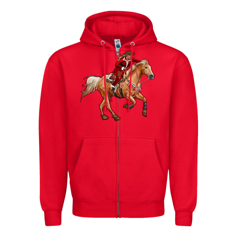 Western Christmas Cowgirl On The Horse Zipper Hoodie by RanaPortraitStore | Teevron