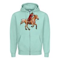 Seafoam Western Christmas Cowgirl On The Horse Zipper Hoodie - RanaPortraitStore