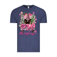 Vintage Denim Pink Christmas Truck Gnome Vintage Tee - FaDigitalArtStudio