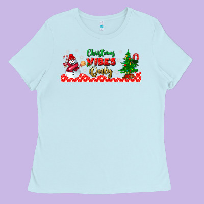 Christmas Vibes Only Libbey Glass Ladies Tee Designed By Bundleandbundleshop