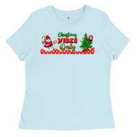 Baby Blue christmas vibes only libbey glass Ladies Tee - BundleAndBundleShop