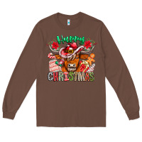 Chestnut Happy Christmas Cow Long Sleeve Tee - CowhideDigitalArt
