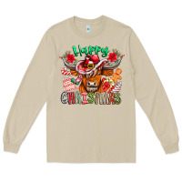 Mushroom Happy Christmas Cow Long Sleeve Tee - CowhideDigitalArt