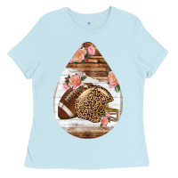 Baby Blue american football and western roses teardrop Ladies Tee - BundleAndBundleShop