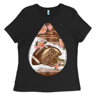 Black american football and western roses teardrop Ladies Tee - BundleAndBundleShop