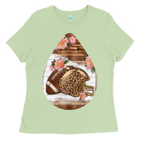 Matcha american football and western roses teardrop Ladies Tee - BundleAndBundleShop