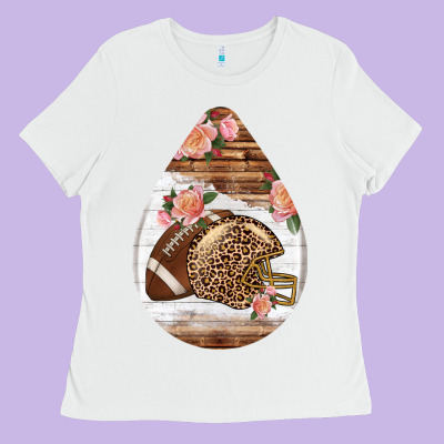 American Football And Western Roses Teardrop Ladies Tee Designed By Bundleandbundleshop