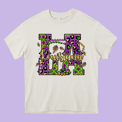 Louisiana Mardi Gras Heavy Core Tee Designed By Oliviacreatesart