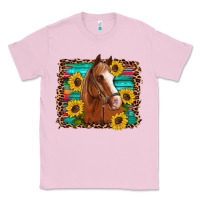 Bubblegum Pink horse sunflowers turquoise wooden serape leopard Classic Tee - Artiststas