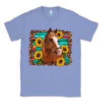 Colony Blue horse sunflowers turquoise wooden serape leopard Classic Tee - Artiststas