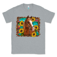 Heather Grey horse sunflowers turquoise wooden serape leopard Classic Tee - Artiststas
