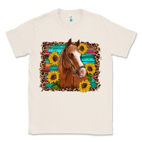 Natural horse sunflowers turquoise wooden serape leopard Classic Tee - Artiststas