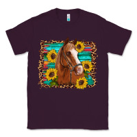 Plum horse sunflowers turquoise wooden serape leopard Classic Tee - Artiststas