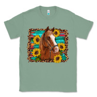 Sage horse sunflowers turquoise wooden serape leopard Classic Tee - Artiststas