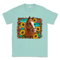 Horse Sunflowers Turquoise Wooden Serape Leopard Classic Tee | Teevron