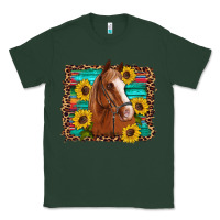 Sports Green horse sunflowers turquoise wooden serape leopard Classic Tee - Artiststas