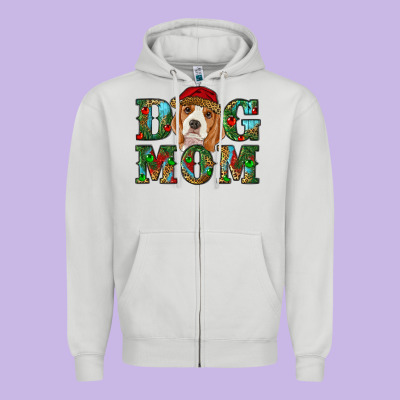Christmas Beagle Dog Mom Zipper Hoodie Designed By Ranaportraitstore