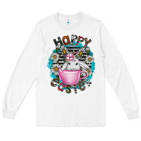 White Happy Easter Long Sleeve Tee - CowhideDigitalArt