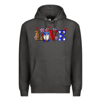 Charcoal Heather american flag gnomes love Premium Hoodie - Artiststas