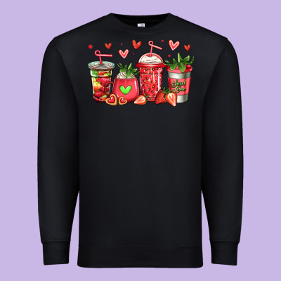 Strawberry Coffee Cups Premium Sweatshirt Designed By Jasminsmagicworld