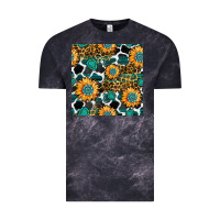 Cloud Black gemstone sunflower leopard seamless pattern Vintage Tee - BundleAndBundleShop
