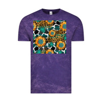 Cloud Purple gemstone sunflower leopard seamless pattern Vintage Tee - BundleAndBundleShop