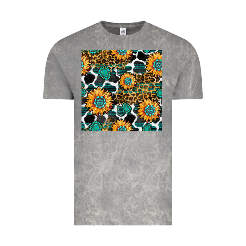 Gemstone Sunflower Leopard Seamless Pattern Vintage Tee by BundleAndBundleShop | Teevron