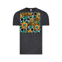 Vintage Black gemstone sunflower leopard seamless pattern Vintage Tee - BundleAndBundleShop