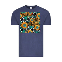 Vintage Denim gemstone sunflower leopard seamless pattern Vintage Tee - BundleAndBundleShop