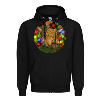 Black Brown Cow Christmas Zipper Hoodie - RanaPortraitStore
