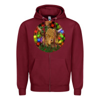 Burgundy Brown Cow Christmas Zipper Hoodie - RanaPortraitStore
