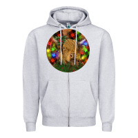 Heather Grey Brown Cow Christmas Zipper Hoodie - RanaPortraitStore