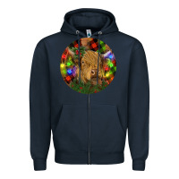 Navy Brown Cow Christmas Zipper Hoodie - RanaPortraitStore