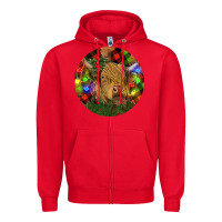 Red Brown Cow Christmas Zipper Hoodie - RanaPortraitStore