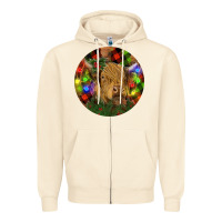 Sandshell Brown Cow Christmas Zipper Hoodie - RanaPortraitStore