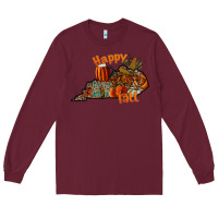 Burgundy happy fall Long Sleeve Tee - CowhideDigitalArt