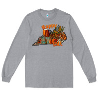 Heather Grey happy fall Long Sleeve Tee - CowhideDigitalArt