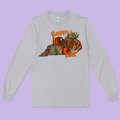 Happy Fall Long Sleeve Tee Designed By Cowhidedigitalart