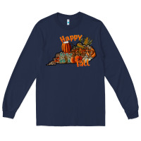 Navy happy fall Long Sleeve Tee - CowhideDigitalArt