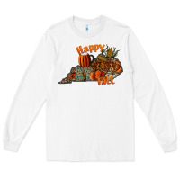 White happy fall Long Sleeve Tee - CowhideDigitalArt