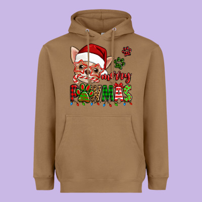 Merry Pawmas Christmas Chihuahua Heavyweight Hoodie Designed By Jasminsmagicworld